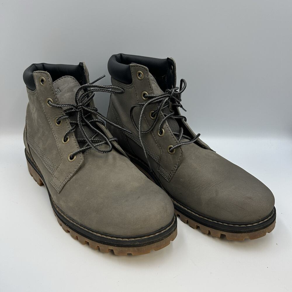 Timberland Nubuck Leather Boots Men's 9 Gray Green Lace Up Hiking Snow Combat